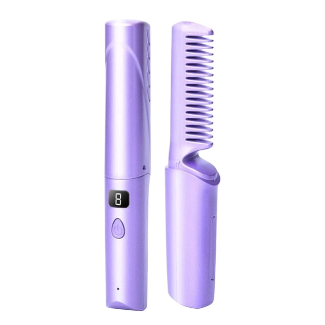 Cepillo alisador de pelo USB, herramienta de peinado portátil con 3 temperaturas, peine alisador calentado, peine caliente, verde