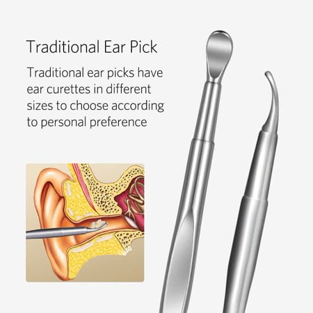 Kit de retrait de cérumen pour oreille de 8 pièces, outil de retrait de  cérumen pour curette d'oreille avec une brosse de nettoyage et une boîte de  rangement 