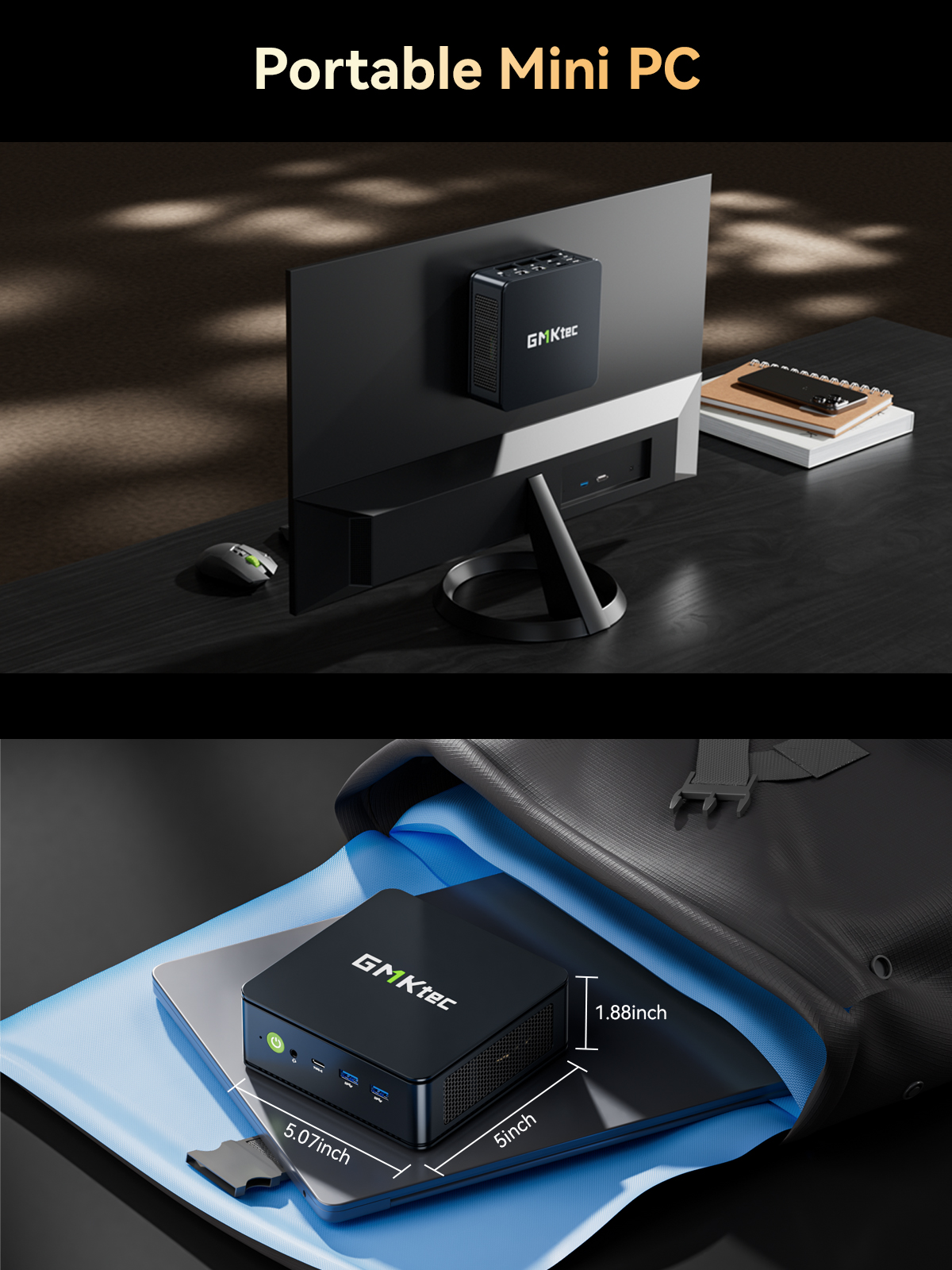 GMKtec Mini Gaming PC, AMD Ryzen 5 7640HS(up to 5.0GHz) , 16GB RAM 1TB SSD, Desktop Mini Computers, NucBox M6 Ultra Mini PC