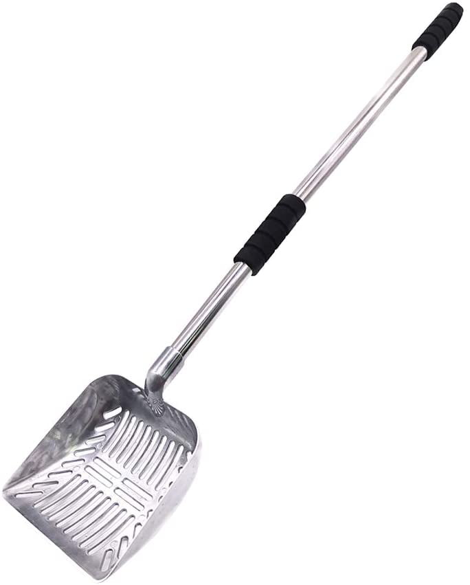 No Bending Back Heavy Duty Cat Litter Scooper Yangbaga Metal Cat Litter Scoop with Deep Shovel and Long Handle Detachable Stainless Steel Non-Stick Cat Litter Sifter with Foam Padded Grip Handle 
