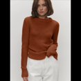 thumbnail image 4 of Suéter Básico de Cuello Redondo para Mujer, Jersey de Larga y Cuello Redondo. Caqui L, 4 of 10