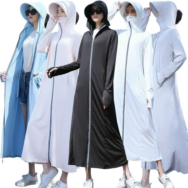 TFixol Chaqueta de protección solar para mujer Visera grande Bolsillos con cremallera completa UPF