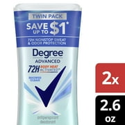 Degree Advanced Womens Antiperspirant Deodorant Stick Twin Pack Shower Clean, 2.6 oz