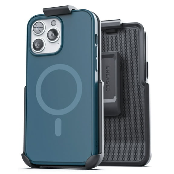 Encased MAG SlimShield Designed for iPhone 14 PRO Case with Belt Clip Holster - Compatible with MagSafe (Blue)