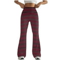 thumbnail image 2 of Women's Leggings Women Tight Fitting Hip Hugging Shapewear Striped Flared Pants Yoga Pants Workout Pants Women Red S, 2 of 7