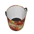 thumbnail image 4 of YFYANG Waterproof Laundry Hamper, Watercolor Red Flower Pattern Laundry Basket Oxford Fabric with Handle Foldable, S, 4 of 8