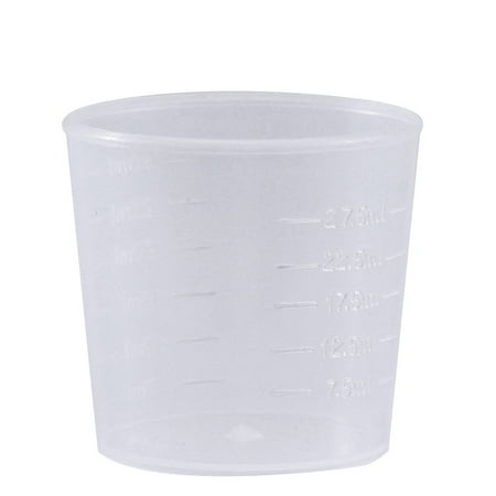 

NUOLUX 50pcs 30ml Plastic Graduated Cups Measuring Scale Cups Transparent Liquid Container for Mixing Paint Stain Epoxy Resin