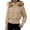 Khaki, variant on Purcolt Women's Cropped Puffer Jacket with Furry Hood Long Sleeve Full Zip Warm Winter Coats Casual Thick Outerwear
