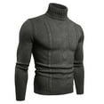 thumbnail image 4 of Kixjoy Sweaters for Men Big and Tall Turtle Neck Cable Knit Sweaters Long Sleeve Fashion Slim Fit Fall Sweater Basic Casual Warm Mens UnderShirts, Dark Gray M, 4 of 4
