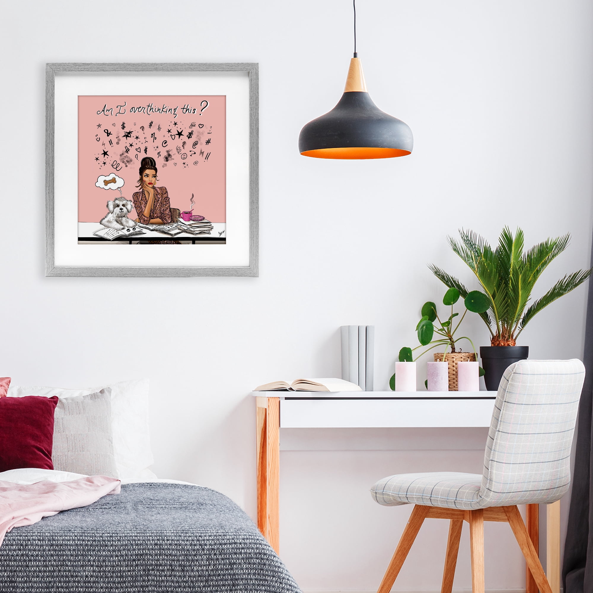 Stupell Industries Overthinking Reflection with Puppy Gray Framed Print Under Glass, design by Tara Boone