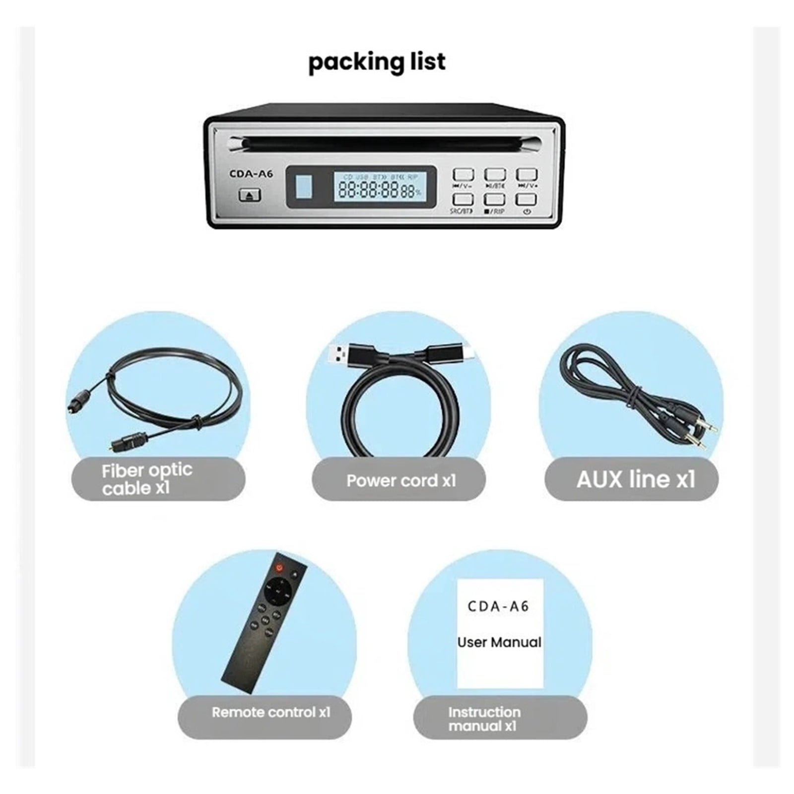 CD Player Bluetooth Digital CD Grabber with Automatic Ripping WAV Fiber Output Remote Control ,Compatibility