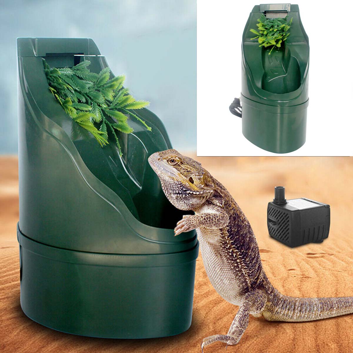 Reptile Drinking Water Fountain Chameleon Lizard Dispenser Terrarium