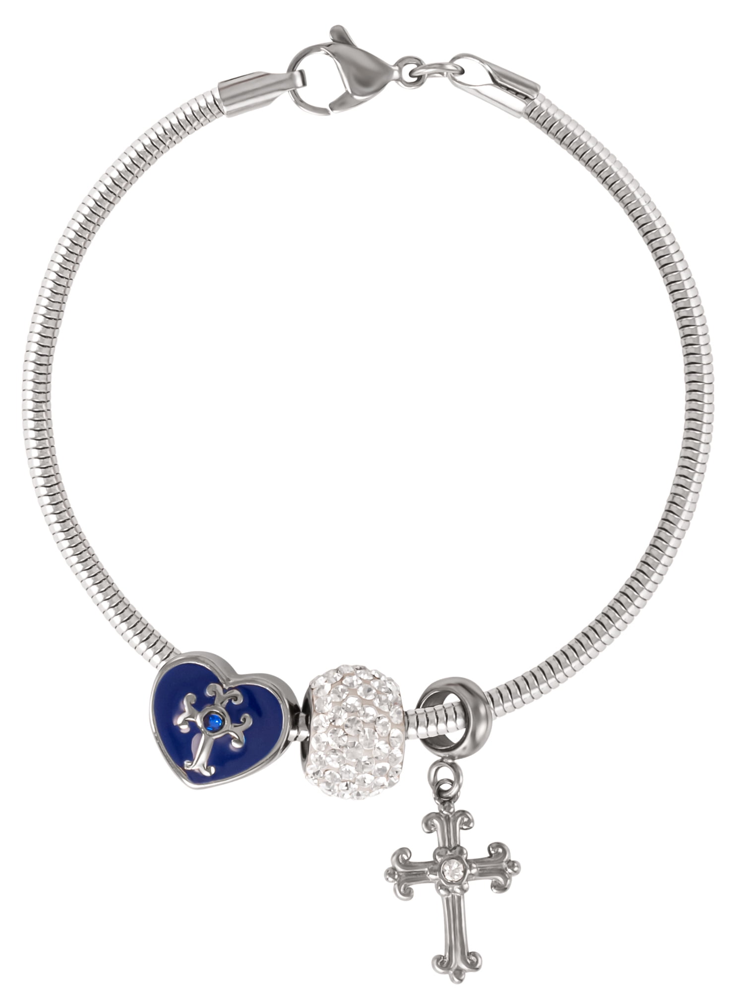Connections from Hallmark Multi-Crystal Stainless Steel "I Love You" Charm Bra..