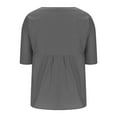 thumbnail image 5 of Olyvenn 3/4 Length Sleeve T-Shirt for Women Plus Size Fashion Ruffle Sleeve Pleated Top V Neck Solid T-Shirt Casual Loose Blouse Tops Gray M, 5 of 7