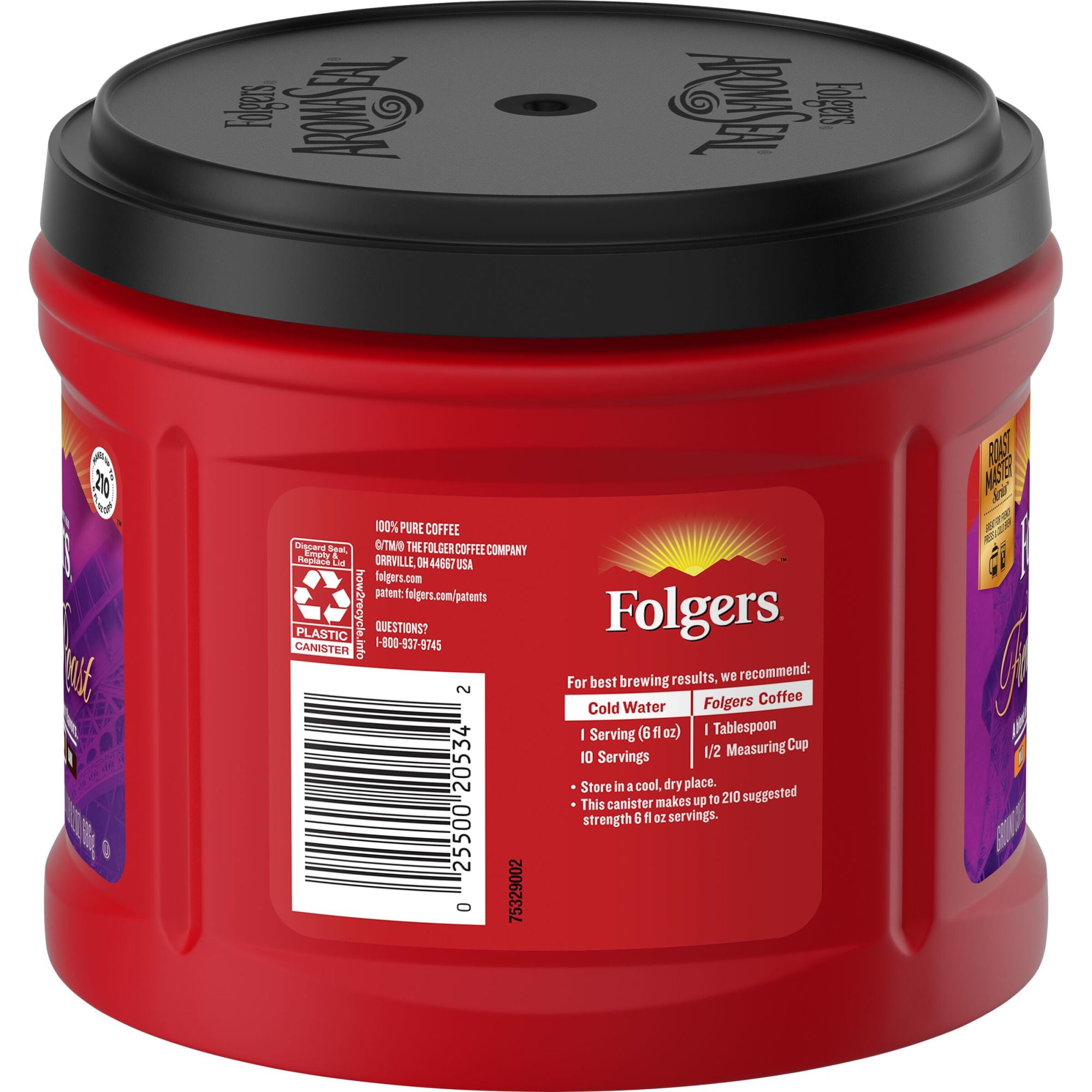 Folgers French Roast Medium-Dark Roast Ground Coffee, 24.2 oz. Canister