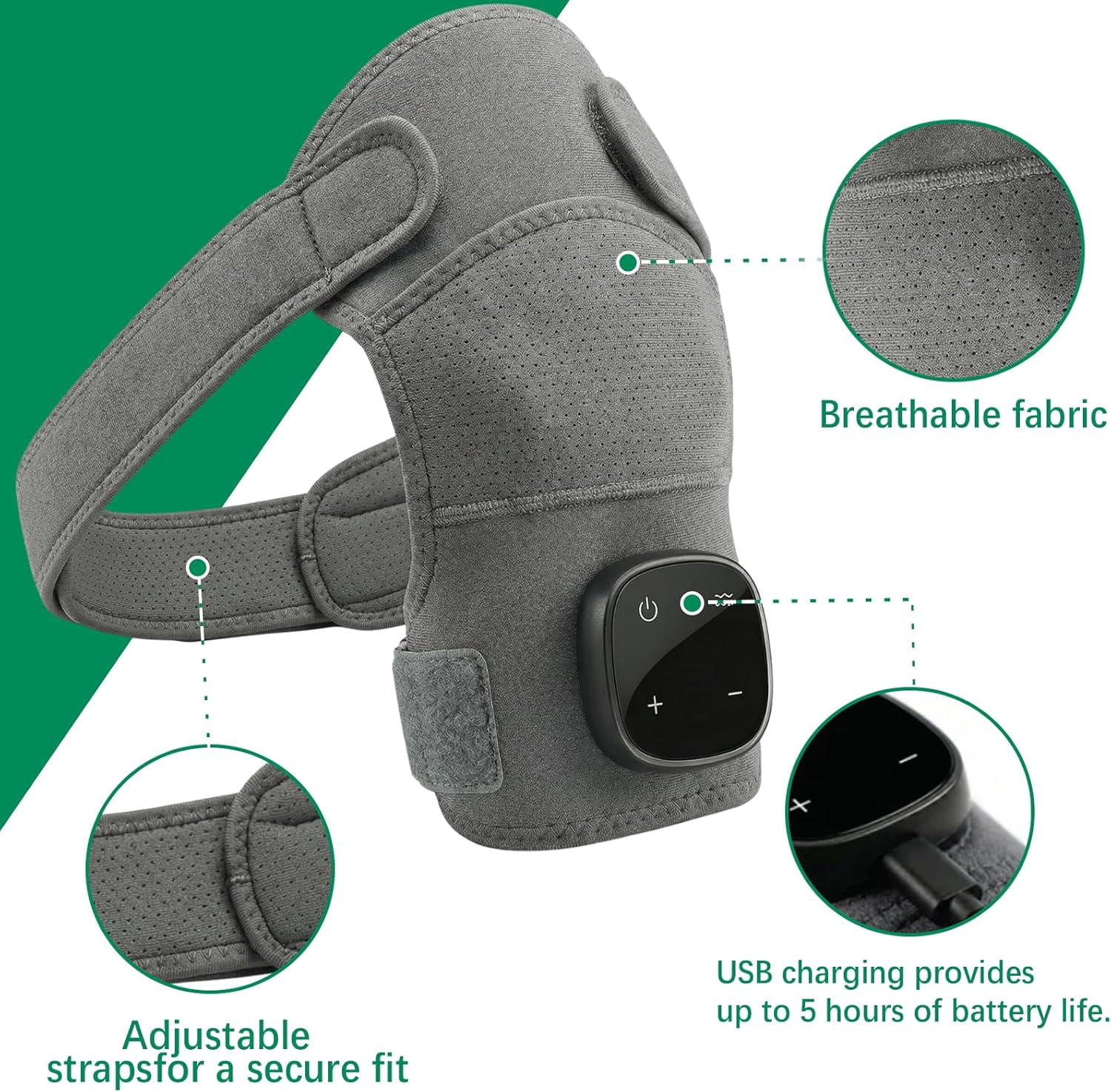 Triple Method Shoulder Massager with Heat, Compression & Vibration Massage, Triple Therapy for Shoulder Tension, Muscle Pain Relief & Relaxation