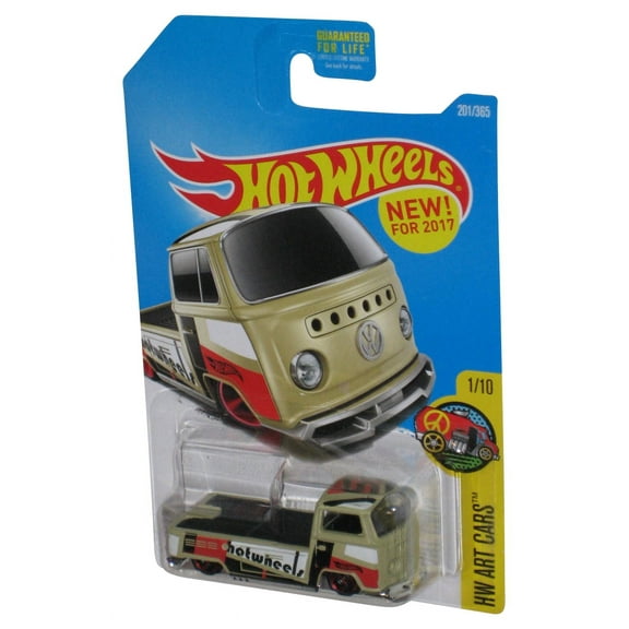 Hot Wheels HW Art (2017) White Volkswagen T2 Pickup Tan Toy Truck 201/365