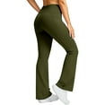 thumbnail image 5 of iHPH7 Women's Flare Yoga Pants with Pockets High Waist Flared Leggings Bootcut Gym Workout Pants Tummy Control Army Green S, 5 of 8