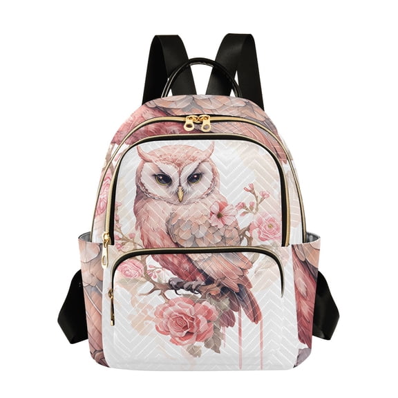 Owl Flowers Leaves Pink Travel Laptop Backpack Casual Daypack Lightweight Bookbag Compartment for Business
