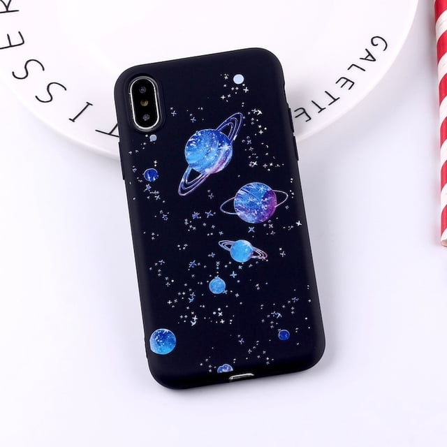 Coque en silicone souple pour iPhone, espace extra-atmosphérique, planète, étoiles, lune, Spacvier, 14, 14Pro Max, 14Plus, 13Pro Max, 13, 12, 11 qiuyongming unisex