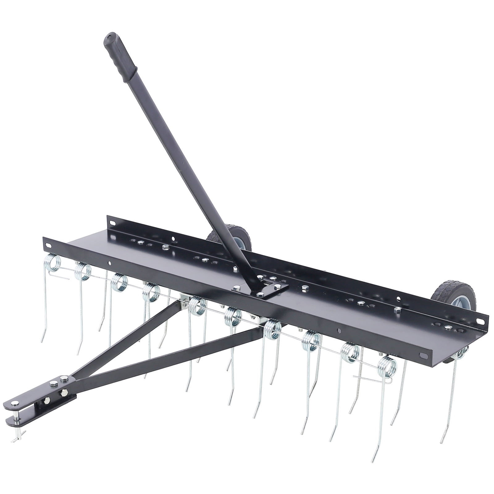 40-Inch Lawn Sweeper Tow Behind Dethatcher, Dual Function Lawn Tractor Attachment for Thatch Removal and Debris Collection