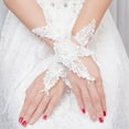 thumbnail image 2 of New Arrival Short Wedding gloves wedding accessoire mariage Sheer gloves Crystal Lace Bridal Gloves Pearl Fingerless Short Wedding Gloves Ivory Flower Tulle Women’s Gloves Wrist Cuff Gloves, 2 of 6