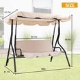 thumbnail image 3 of CL.HPAHKL 3-Person Covered Porch Swing for Outside, 3-Seat Patio Swings with Canopy and Adjustable Shade Porch Swing with Stand Swing Chairs for Porch, Garden, Poolside, Backyard, Beige, 3 of 7
