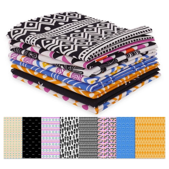 Soimoi 8 Pc Fat Quarter Bundle,African TribalPrint 18"x 22"DIY Patchwork-100% CottonPre-Cut Quilting Fabric Multicolor