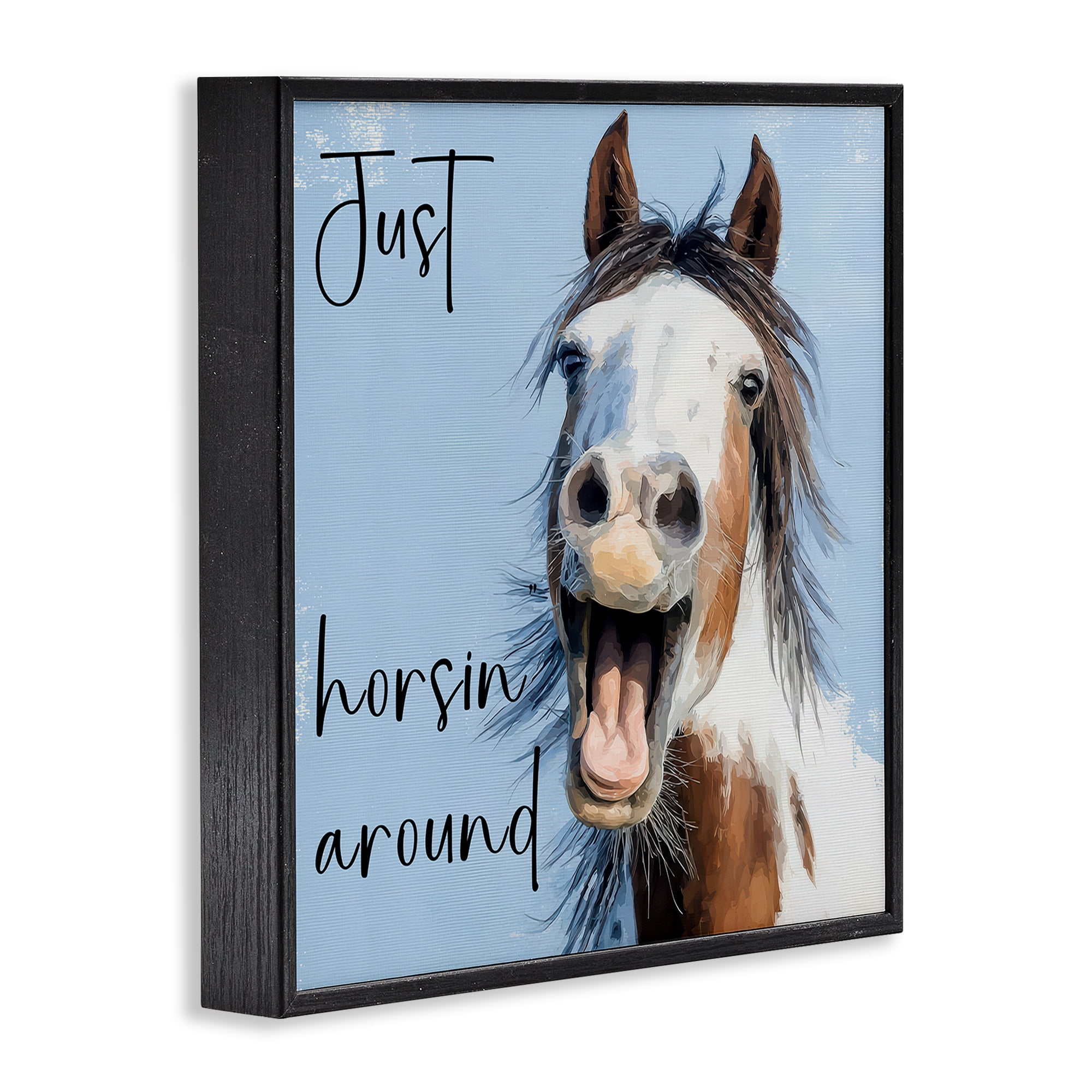 Stupell Industries Just Horsin' Around Black Framed Giclee Art, design by Kim Curinga