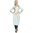thumbnail image 4 of Bimba Women's Staright Blue Kurta Indian Moss Georgette Printed Kurti Dress-4, 4 of 8