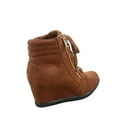 thumbnail image 2 of Peggy-56 Women's High Top Fashion Round Toe Lace Up Wedge Sneaker Shoes ( Brown, 8.5), 2 of 3