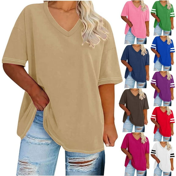 Otvok Sports T-shirt Women's Oversized V-neck Short Sleeve Summer Base Shirt Trendy Loose Workout Tee