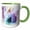 Green/White, variant on 3drose, Image of Watercolor Painting of Violet Log Cabin with Flowers, 11oz Two-tone Red Mug