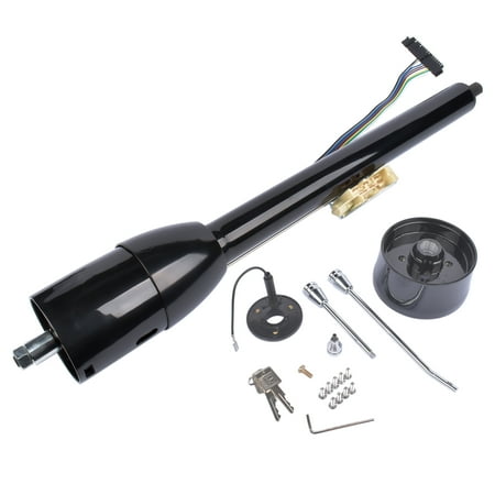 Mustrod 28" Black Tilt Street Rod Manual Floor Shift Steering Column with Wheel Adapter & Key