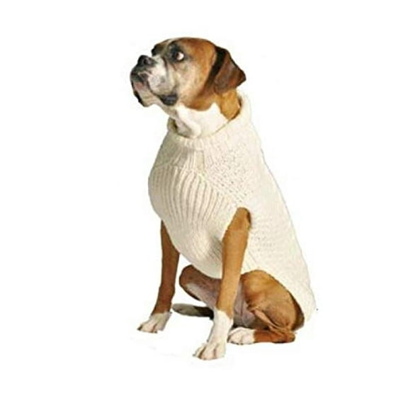 Chilly Dog Natural Cable Dog Sweater, Large