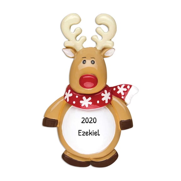 Personalized Animal Ornaments 2024 - Red-Nosed Reindeer Ornament, Woodland Animal Christmas Ornament