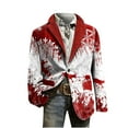 thumbnail image 6 of QATAINLAV Christmas Blazer for Men Xmas Graphic Print Corduroy Suit Jackets Shawl Lapel Casual Button Tuxedo Jacket, White, XXL, 6 of 8