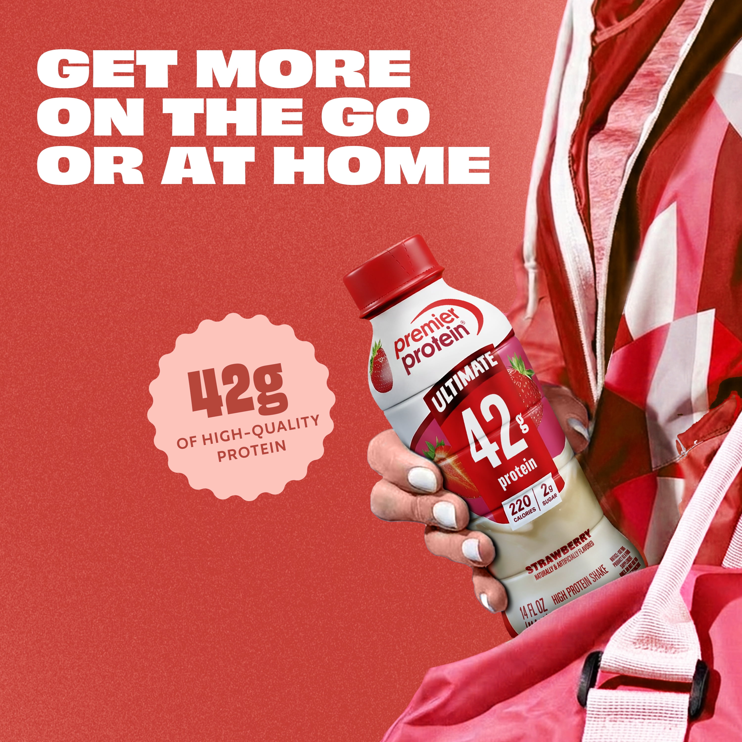 Premier Protein, Ultimate 42g Protein Shake, Strawberry, 14 Fl Oz, 12 Ct