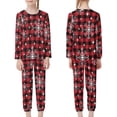 thumbnail image 2 of Renewold Teen 9-10Y Christmas Pajama Set Black Red Buffalo Grid Snowflake Long Sleeve Top Sleepwear 2PCS Loungewear Athletic Clothing Nightwear for Winter Fall Clothes, 2 of 5