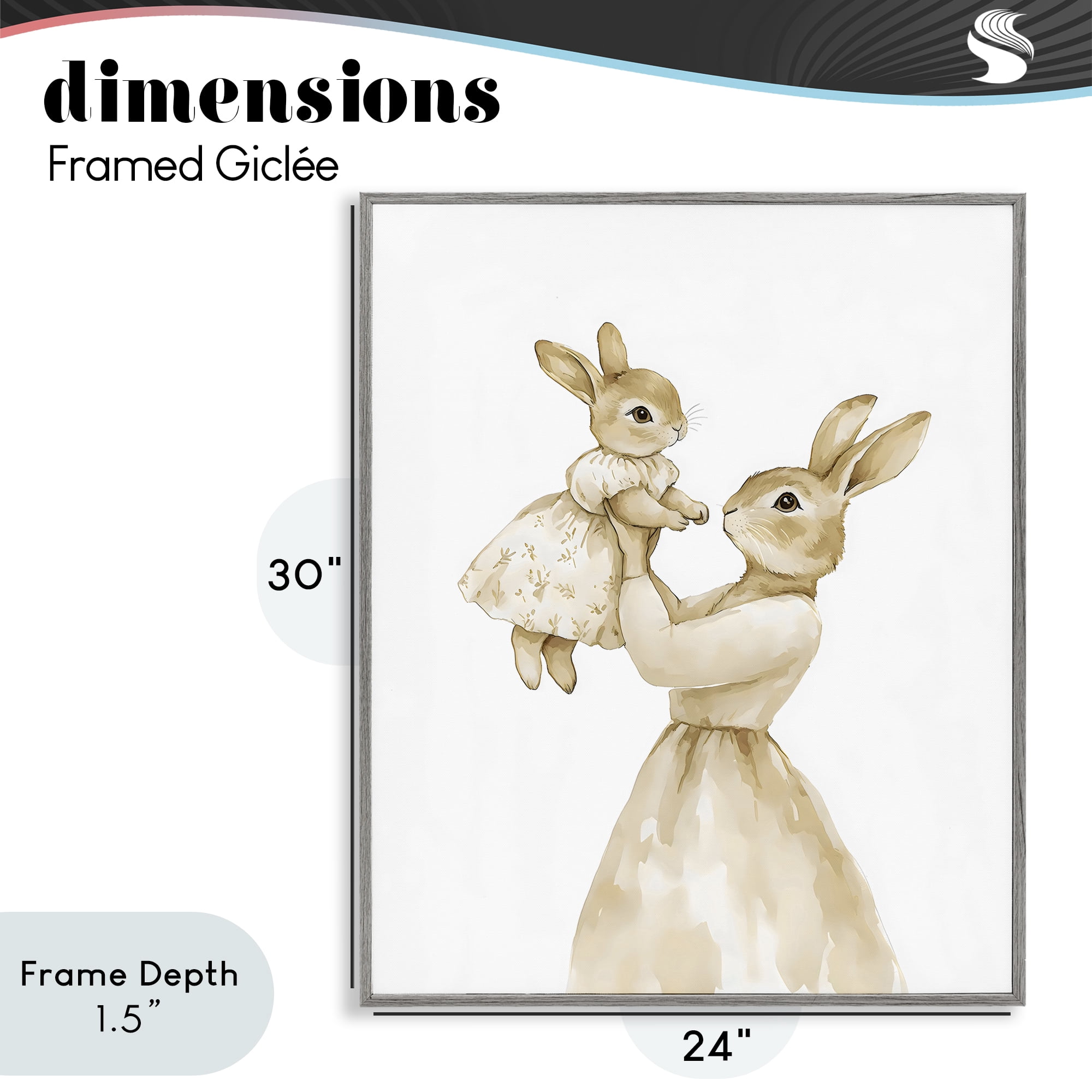 Stupell Industries Tender Mama Rabbit Gray Framed Giclee Art, design by Arlington Prints