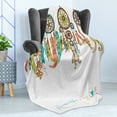 thumbnail image 4 of Prehistoric Soft Flannel Fleece Throw Blanket, Colorful Dreamcatchers Design Elements Print, Cozy Plush for Indoor and Outdoor Use, 50" x 70", Multicolor, by Ambesonne, 4 of 5