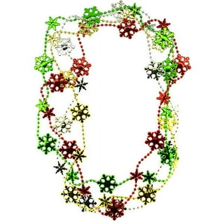 33 7mm Metallic Green Beaded Necklaces, Bulk Mardi Gras Party