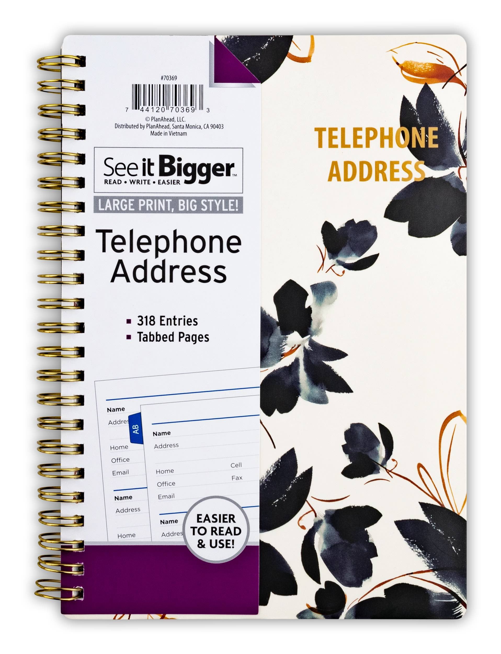 YVZ1005 PlanAhead Large Print Telephone & Address Book 