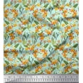 thumbnail image 1 of Soimoi Moss Georgette Fabric Cactus,Leaves & Tropical Flower Floral Printed Fabric 1 Yard 42 Inch Wide, 1 of 1