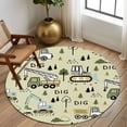 thumbnail image 2 of Round Area Rugs Collection 8 Ft, Cartoon Tractor Non-Slip Residential Carpet, Cute Green Digger Shovel Truck Rustic Indoor Crawling Mats Runner Rugs for Living Room/Dining Room/Bedroom, 2 of 8
