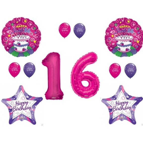Sweet 16 Cake 16th Birthday Party Balloons Decoration Supplies Sixteen