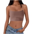 thumbnail image 5 of Tank for Women Short Length U-Neck Crop Camisole with Built-In Bra,Summer Top Khaki XL,sold by WHLBF, 5 of 5