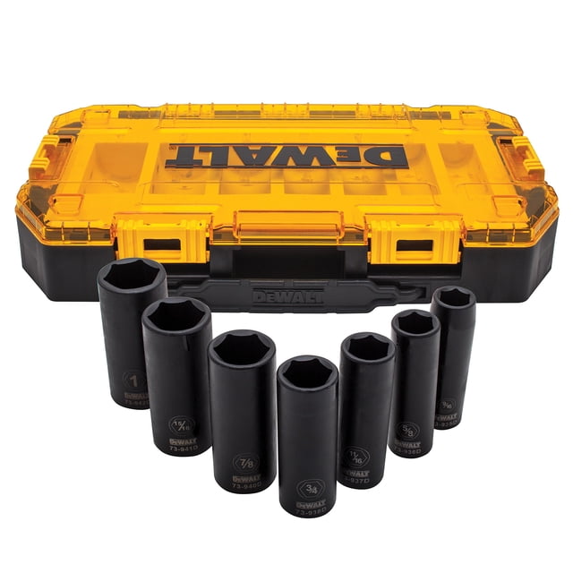 Juego de enchufes DEWALT DWMT74736 Tough Box 7 piezas SAE 1/2 Deep Drive