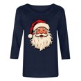 thumbnail image 3 of Christmas 3/4 Sleeve Tops for Women Plus Size Crewneck T-Shirts Xmas Holiday Graphic Tee Loose Fit, 3 of 7