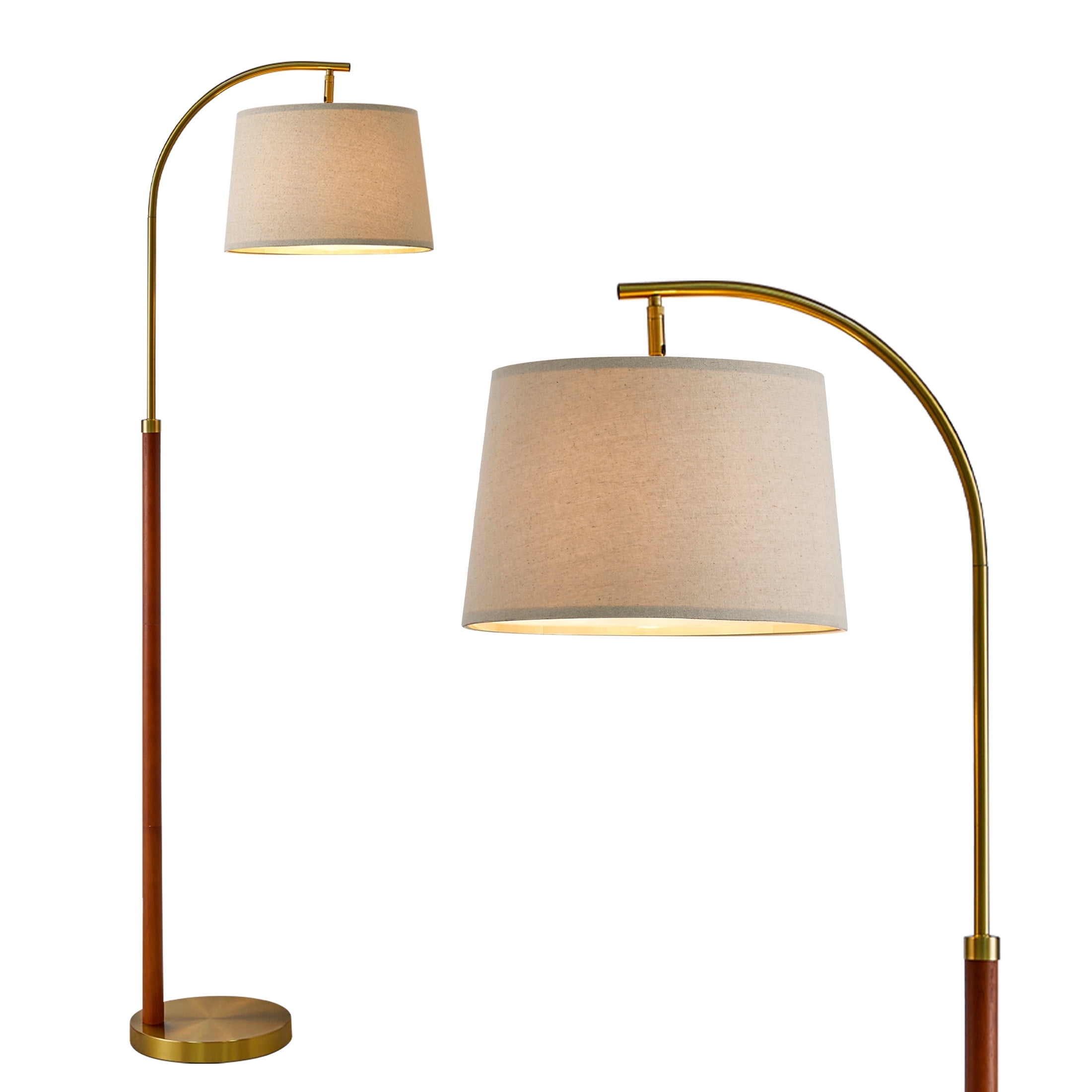 Oneach 62.5" MDF Metal Tall Floor Lamp with Lamp Shade, Farmhouse Standing Lamp for Bedroom, Living Room, Office